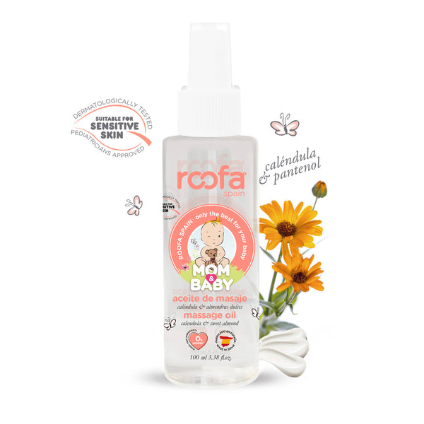 Roofa Spain Mom & Baby Massage Oil 100ml | Calendula & Sweet Almond | Sensitive Skin
