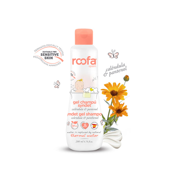 Roofa Spain Baby Syndet Gel Shampoo 200ml | Calendula & Panthenol | Sensitive Skin